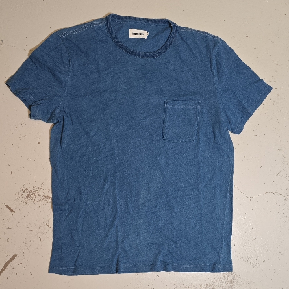 Taylor Stitch Slub Indigo Washed Out Blue Tee Size 44